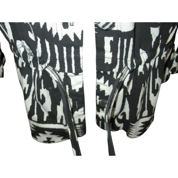 BOGO Boho Black & White Ikat Print Belted Cardigan Jacket Evening wear XL - Picture 4 of 7